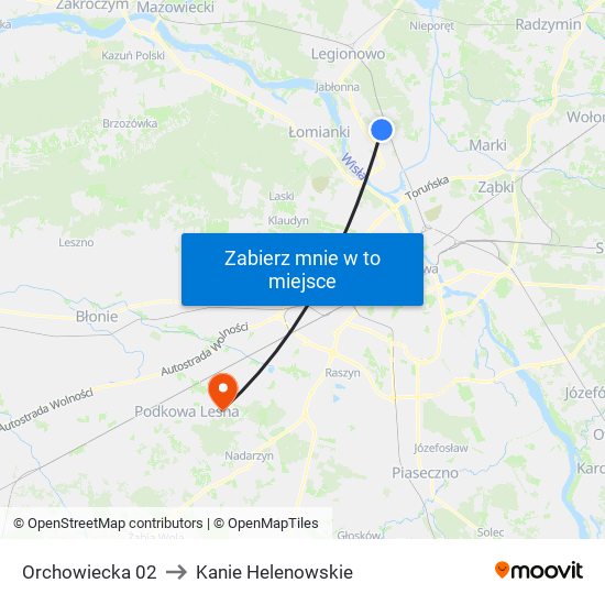 Orchowiecka to Kanie Helenowskie map