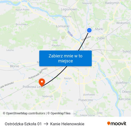 Ostródzka-Szkoła to Kanie Helenowskie map