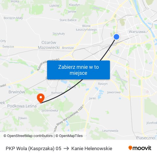 PKP Wola (Kasprzaka) to Kanie Helenowskie map