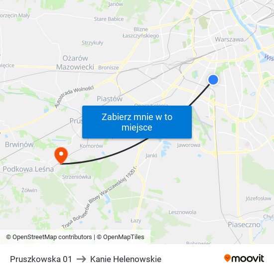 Pruszkowska to Kanie Helenowskie map