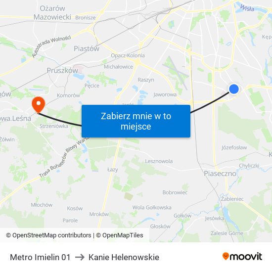 Metro Imielin 01 to Kanie Helenowskie map