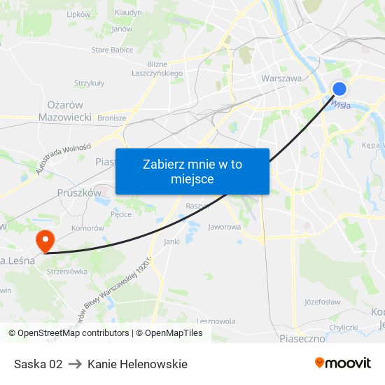 Saska to Kanie Helenowskie map