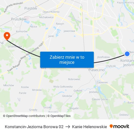 Konstancin-Jeziorna Borowa 02 to Kanie Helenowskie map