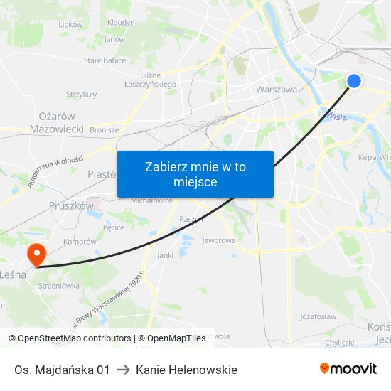 Os. Majdańska 01 to Kanie Helenowskie map