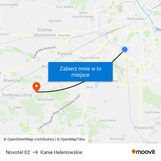 Novotel 02 to Kanie Helenowskie map