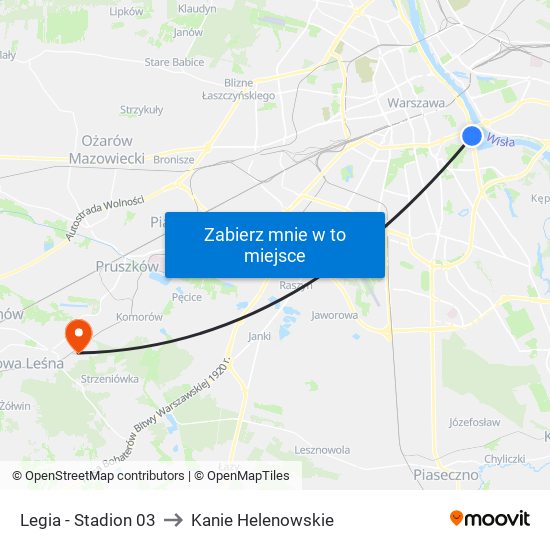 Legia - Stadion 03 to Kanie Helenowskie map