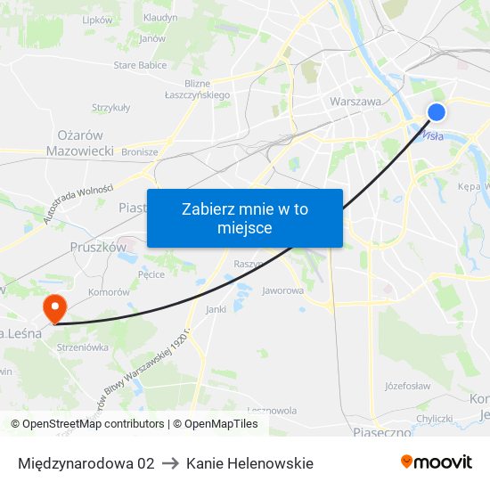 Międzynarodowa 02 to Kanie Helenowskie map