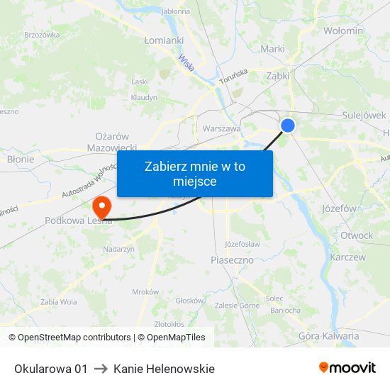 Okularowa to Kanie Helenowskie map