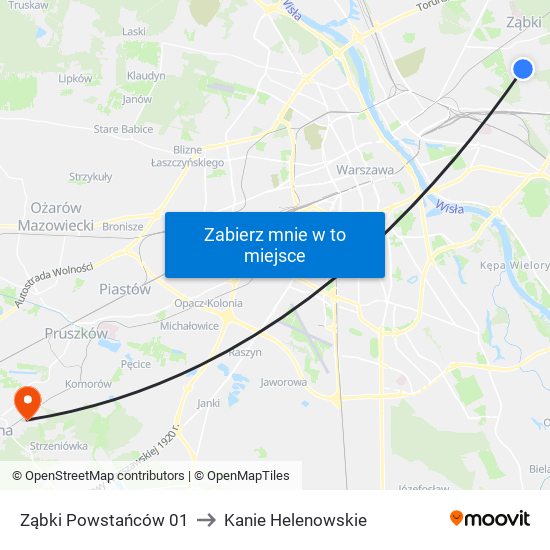 Ząbki Powstańców 01 to Kanie Helenowskie map