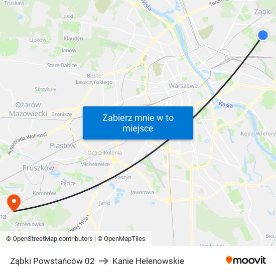 Ząbki Powstańców 02 to Kanie Helenowskie map