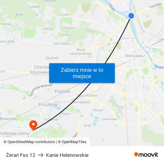 Żerań Fso 12 to Kanie Helenowskie map