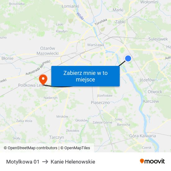 Motylkowa 01 to Kanie Helenowskie map