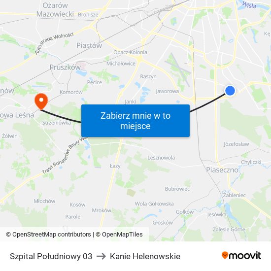 Szpital Południowy 03 to Kanie Helenowskie map