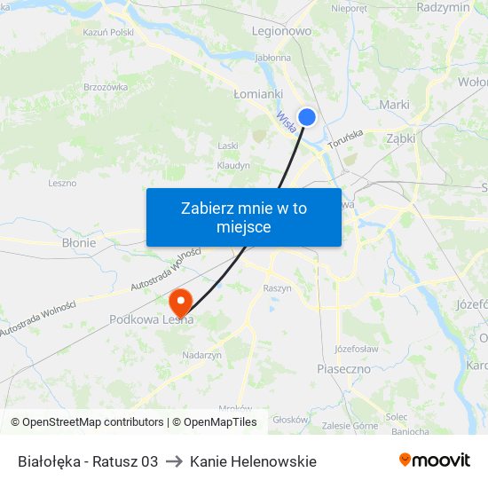 Białołęka - Ratusz 03 to Kanie Helenowskie map