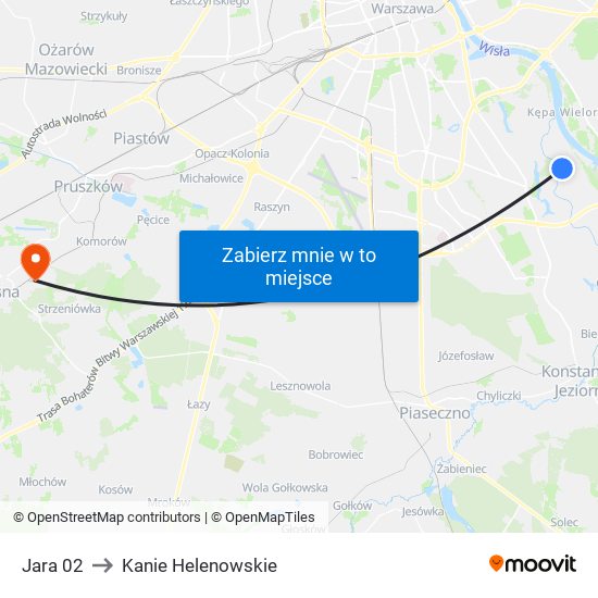 Jara to Kanie Helenowskie map