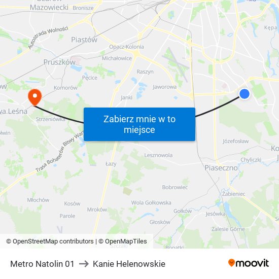 Metro Natolin 01 to Kanie Helenowskie map