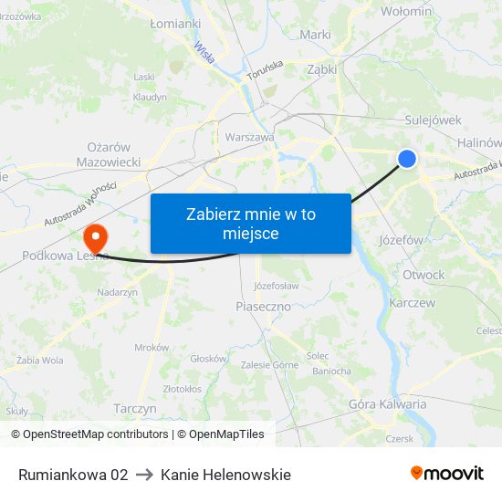 Rumiankowa to Kanie Helenowskie map