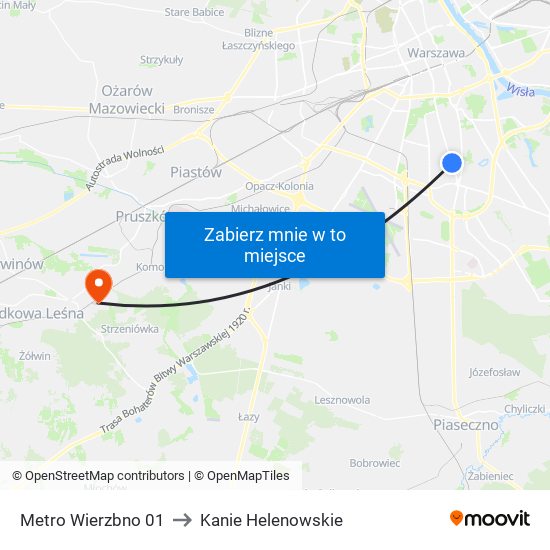 Metro Wierzbno 01 to Kanie Helenowskie map