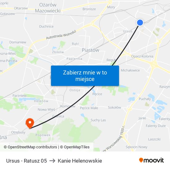 Ursus - Ratusz 05 to Kanie Helenowskie map