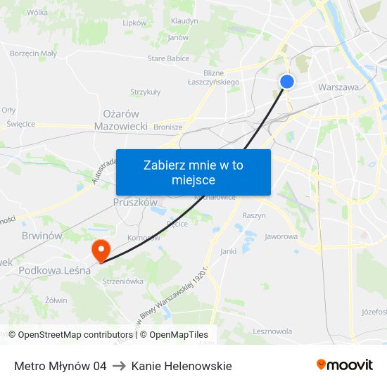 Metro Młynów to Kanie Helenowskie map