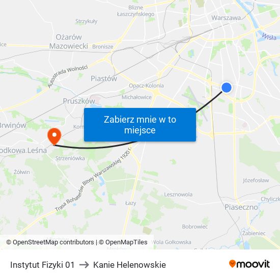 Instytut Fizyki to Kanie Helenowskie map