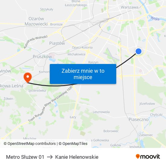 Metro Służew 01 to Kanie Helenowskie map