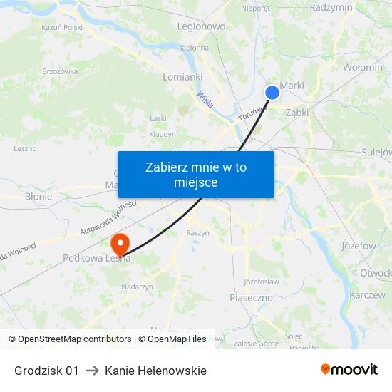 Grodzisk 01 to Kanie Helenowskie map