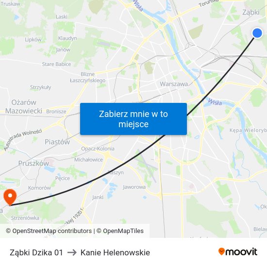 Ząbki Dzika 01 to Kanie Helenowskie map