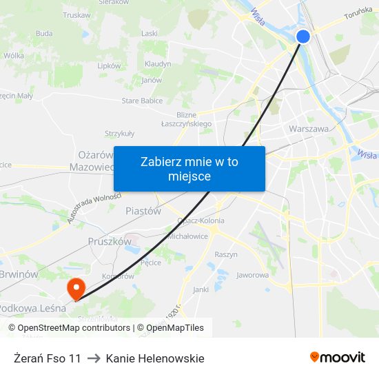 Żerań Fso to Kanie Helenowskie map