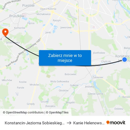 Konstancin-Jeziorna Sobieskiego to Kanie Helenowskie map