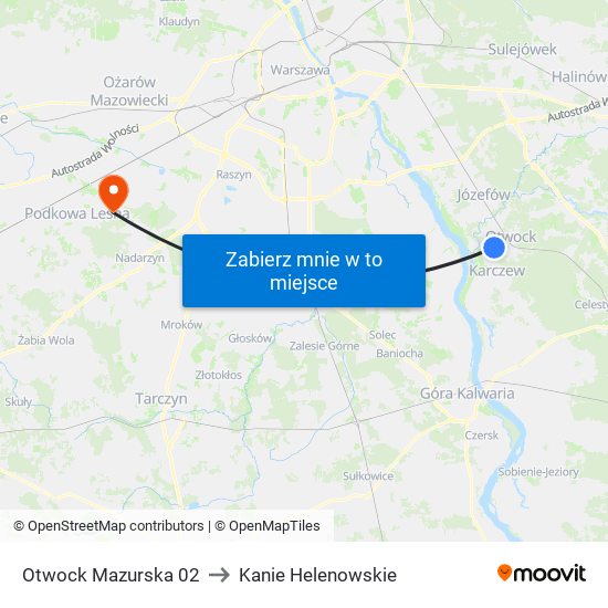 Otwock Mazurska 02 to Kanie Helenowskie map