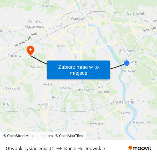 Otwock Tysiąclecia 01 to Kanie Helenowskie map