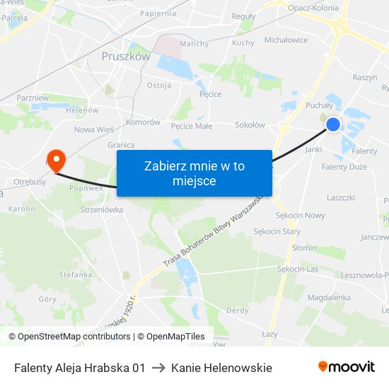 Falenty Aleja Hrabska to Kanie Helenowskie map