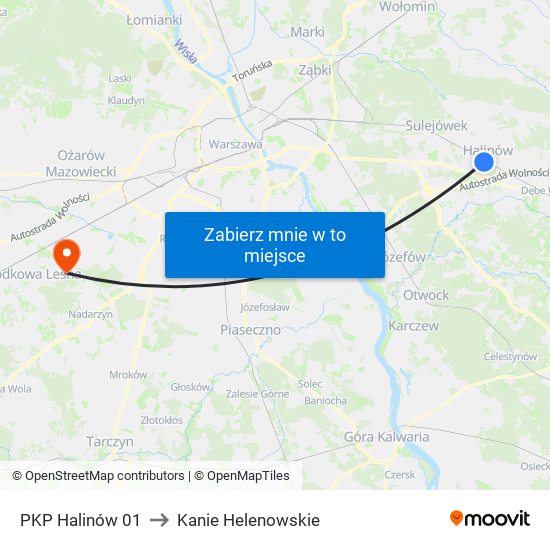 PKP Halinów 01 to Kanie Helenowskie map