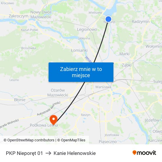 PKP Nieporęt to Kanie Helenowskie map