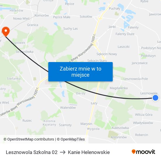 Lesznowola Szkolna 02 to Kanie Helenowskie map