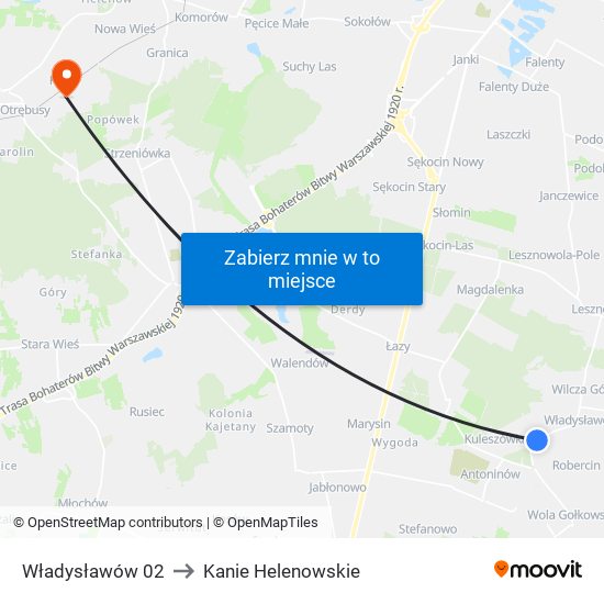 Władysławów 02 to Kanie Helenowskie map