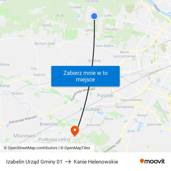 Izabelin Urząd Gminy to Kanie Helenowskie map