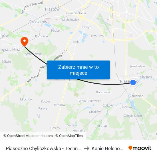 Piaseczno Chyliczkowska-Technikum to Kanie Helenowskie map