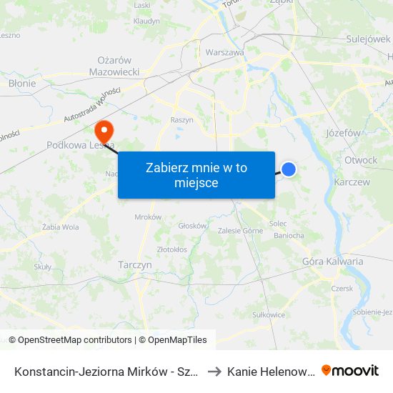 Konstancin-Jeziorna Mirków - Szkoła 02 to Kanie Helenowskie map