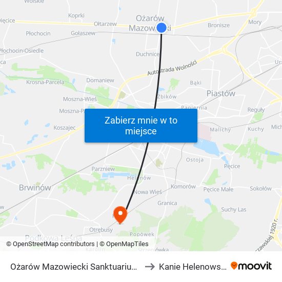 Ożarów Mazowiecki Sanktuarium to Kanie Helenowskie map