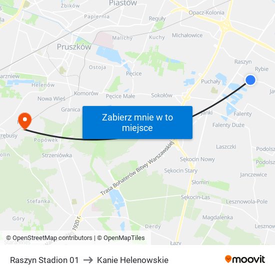 Raszyn Stadion 01 to Kanie Helenowskie map