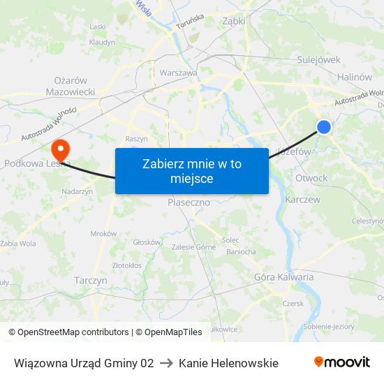 Wiązowna Urząd Gminy 02 to Kanie Helenowskie map