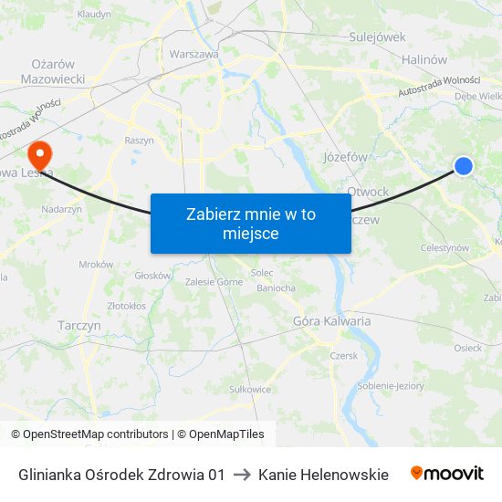 Glinianka Ośrodek Zdrowia 01 to Kanie Helenowskie map