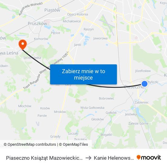 Piaseczno Książąt Mazowieckich 02 to Kanie Helenowskie map