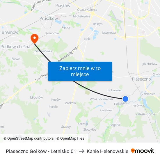 Piaseczno Gołków - Letnisko 01 to Kanie Helenowskie map