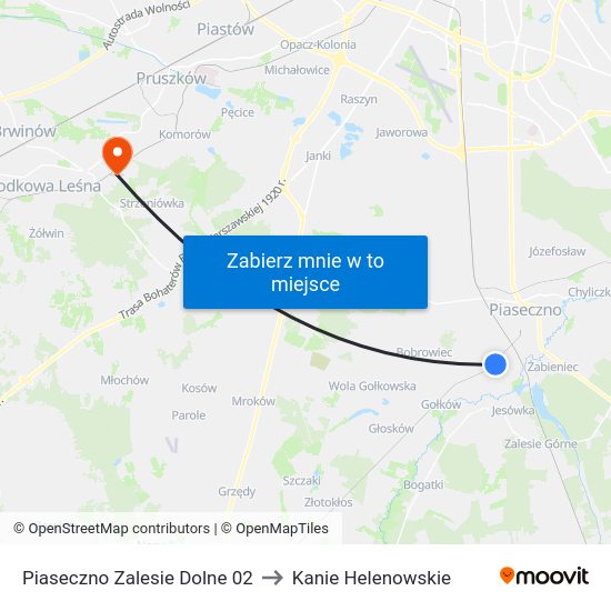 Piaseczno Zalesie Dolne to Kanie Helenowskie map