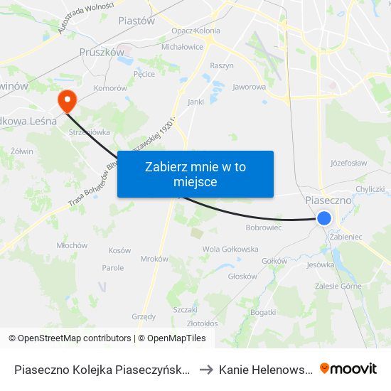 Piaseczno Kolejka Piaseczyńska 02 to Kanie Helenowskie map