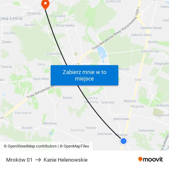 Mroków 01 to Kanie Helenowskie map