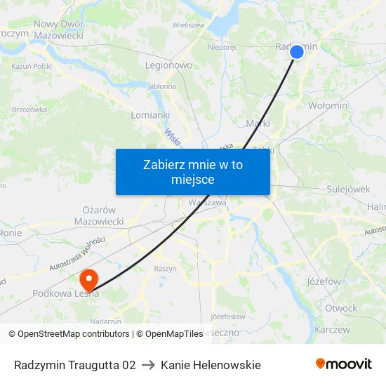 Radzymin Traugutta 02 to Kanie Helenowskie map